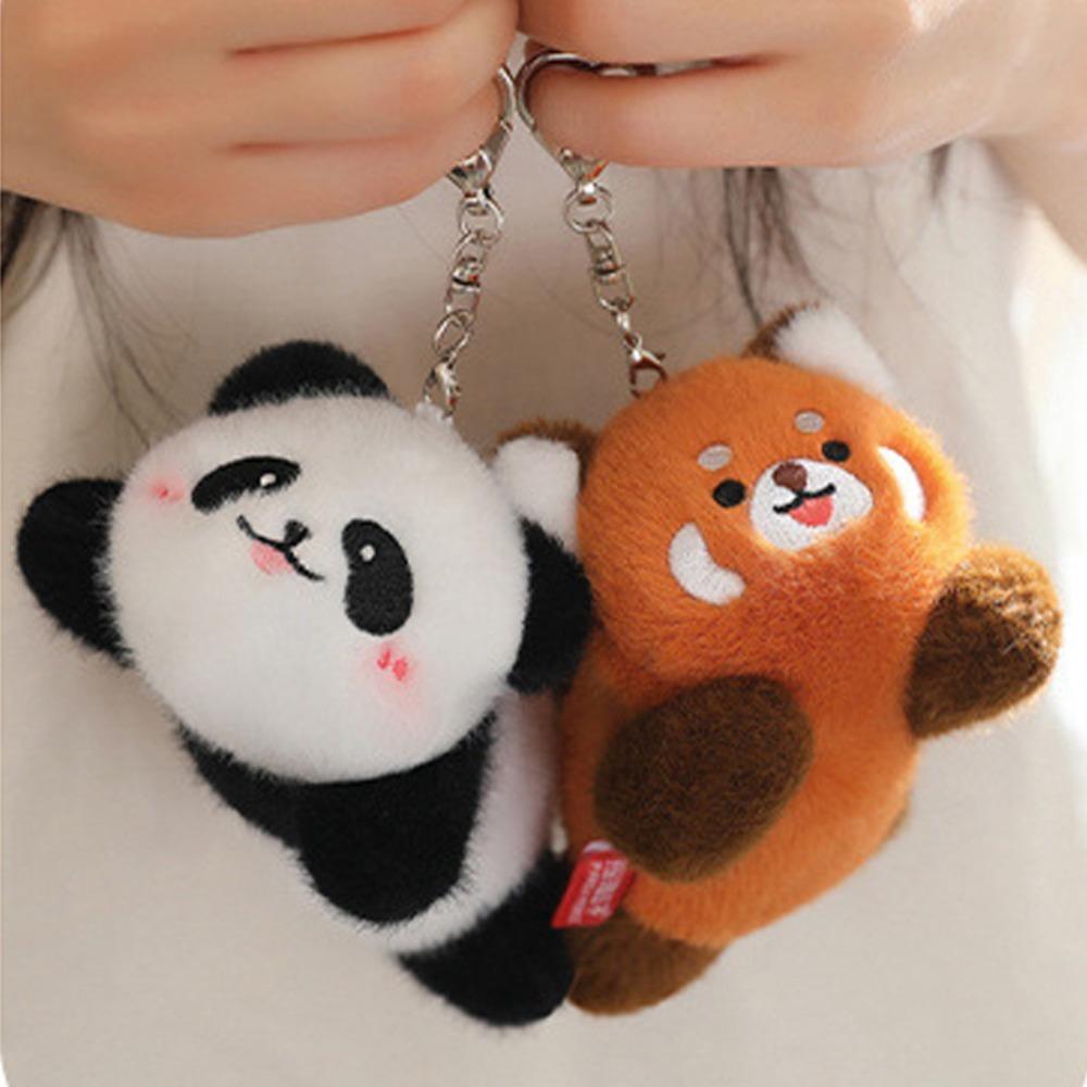 Rotating Tail Panda Doll Pendant Animal Raccoon Plush Keyring Panda Plush Keychain  Best Gifts