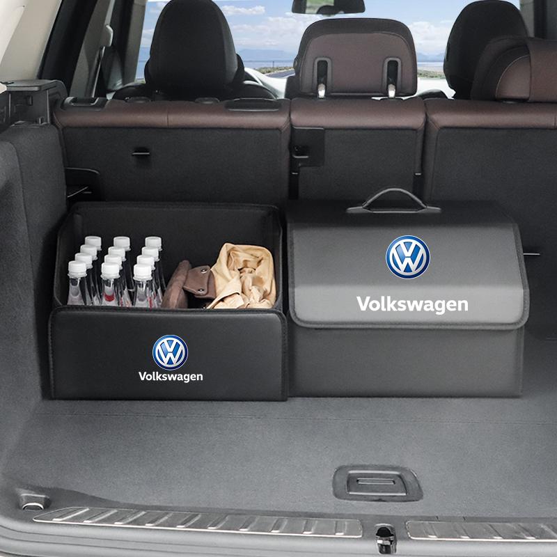 2026 Horké Pro Volkswagen VW Taška do kufru auta Organizér Kožená úklidová krabička Pro VW GTI Polo Golf Passat Tiguan Arteon Touareg