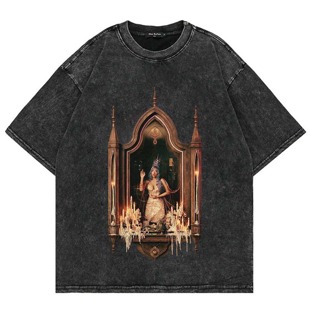 100% Baumwolle Vintage Gewaschen Album Heads Melanie Martinez T-Shirt 2026 Mode Herren/Damen Männlich Säurewäsche Tees