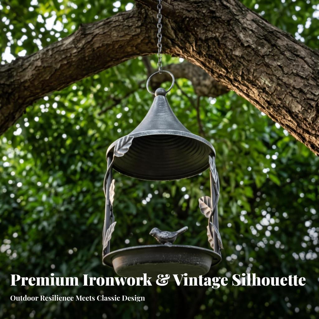 Hanging Bird Feeder Distressed with Tray Sturdy for Gardeners