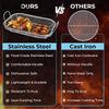 Stainless Steel Grill Basket, Square BBQ Basket with Handle for Vegetables Chicken Meat Fish, Outdoor Cooking Grilling Tool