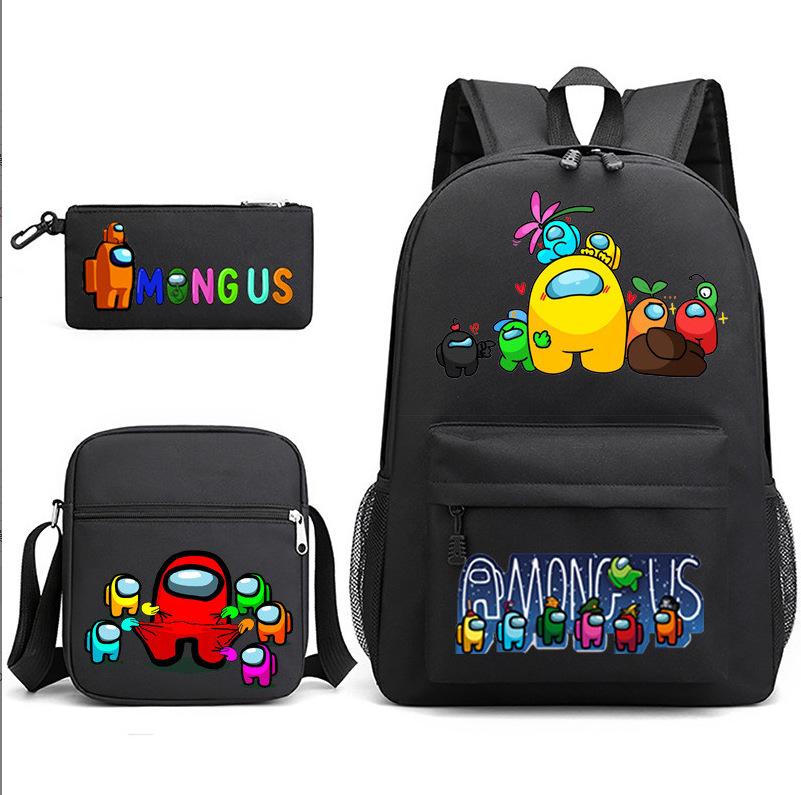 Football Star Teenager Student Schoolbag Ronaldo Pattern Three-Piece Backpack