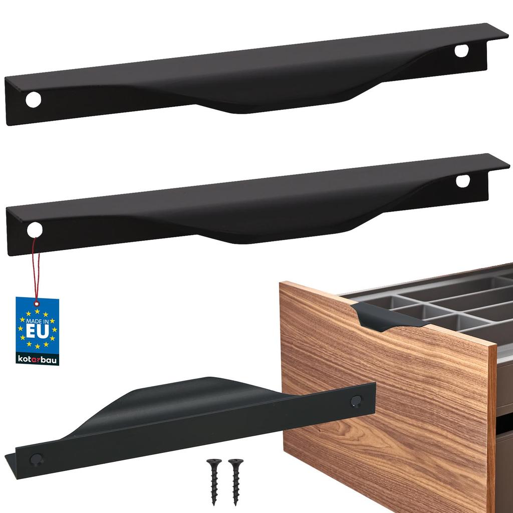 Kotarbau® Modern Edge Furniture Handle Aluminum Matte Black 160 / 180 Mm Set Of 2