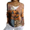 Women's Fashion Casual Knit Sweater Button-Up Halloween Printed  Cardigan Jacket