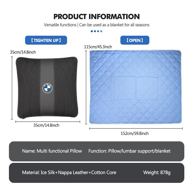 Autokopfstützenkissen Lendenkissen Eis-Seidenstoff Sofakissen Decke für BMW G30 G20 M3 M5 E91 E92 E93 E36 E70 X3 X4 X5 X1 E39