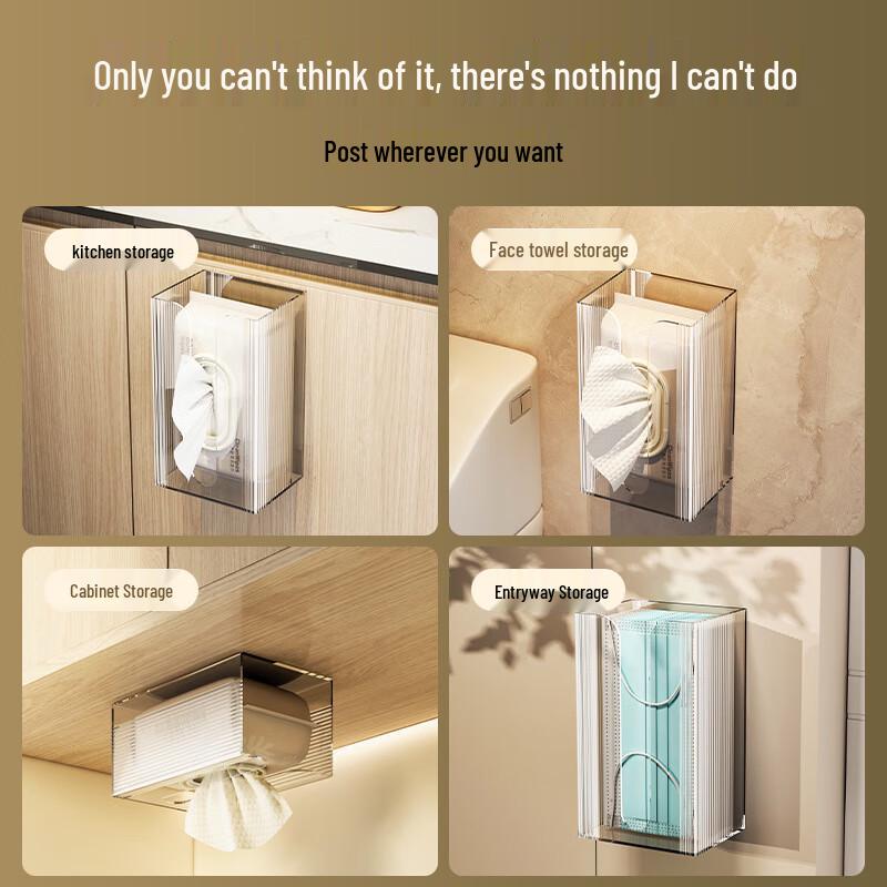 GOWKE Wall-Mounted Punch-Free Tissue Box