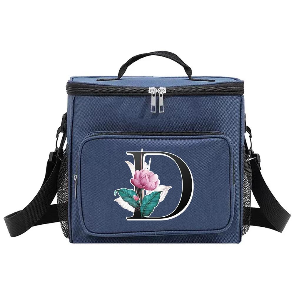 Insulated Lunch Bags Cooler Box Thermal Organizer Handbag for Student Waterproof Camping Storage Boxes Whitemarble Pattern