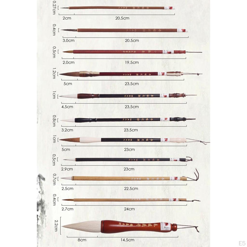 Brushes for Ink Drawing In Chinese and Japanese Techniques with Holder