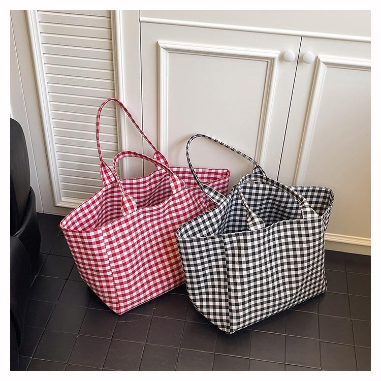 Women Plaid Large Capacity Tote Bag Fashion Shoulder Bag Handbag Shopper Storage Bag