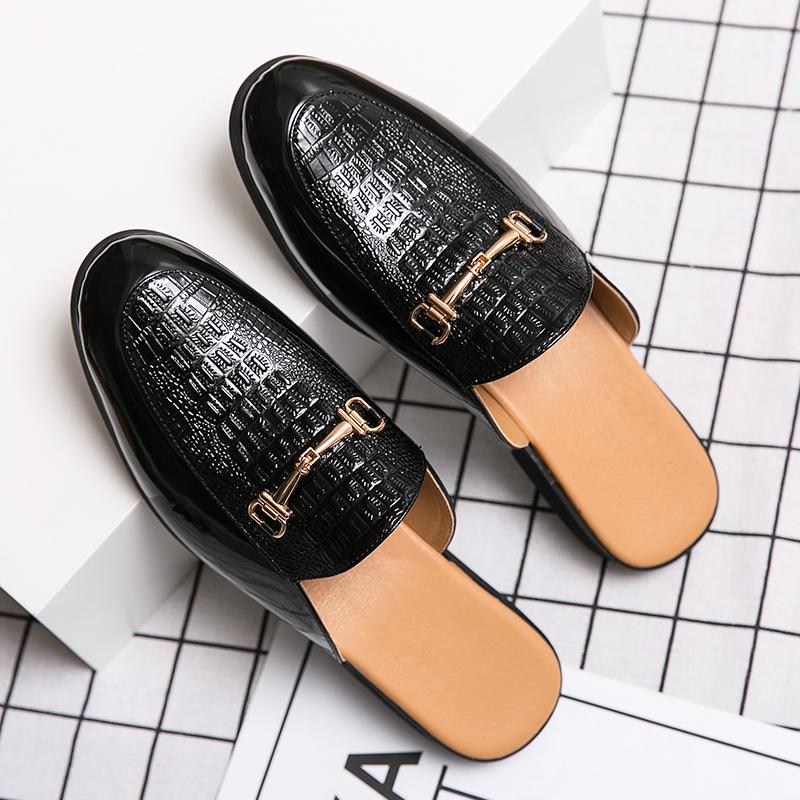 Scarpe Uomo Muller con Fantasia Coccodrillo Ciabatte Estive Slip-on Uomo Mezza Pantofola Pelle Traspirante Mocassini Casual da Uomo Scarpe Piatte Fresche Pigre