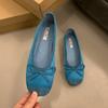 Gentle flat-soled evening shoes French silver new Chinese single shoes women's shoes new spring and summer soft-soled blue ballet shoes