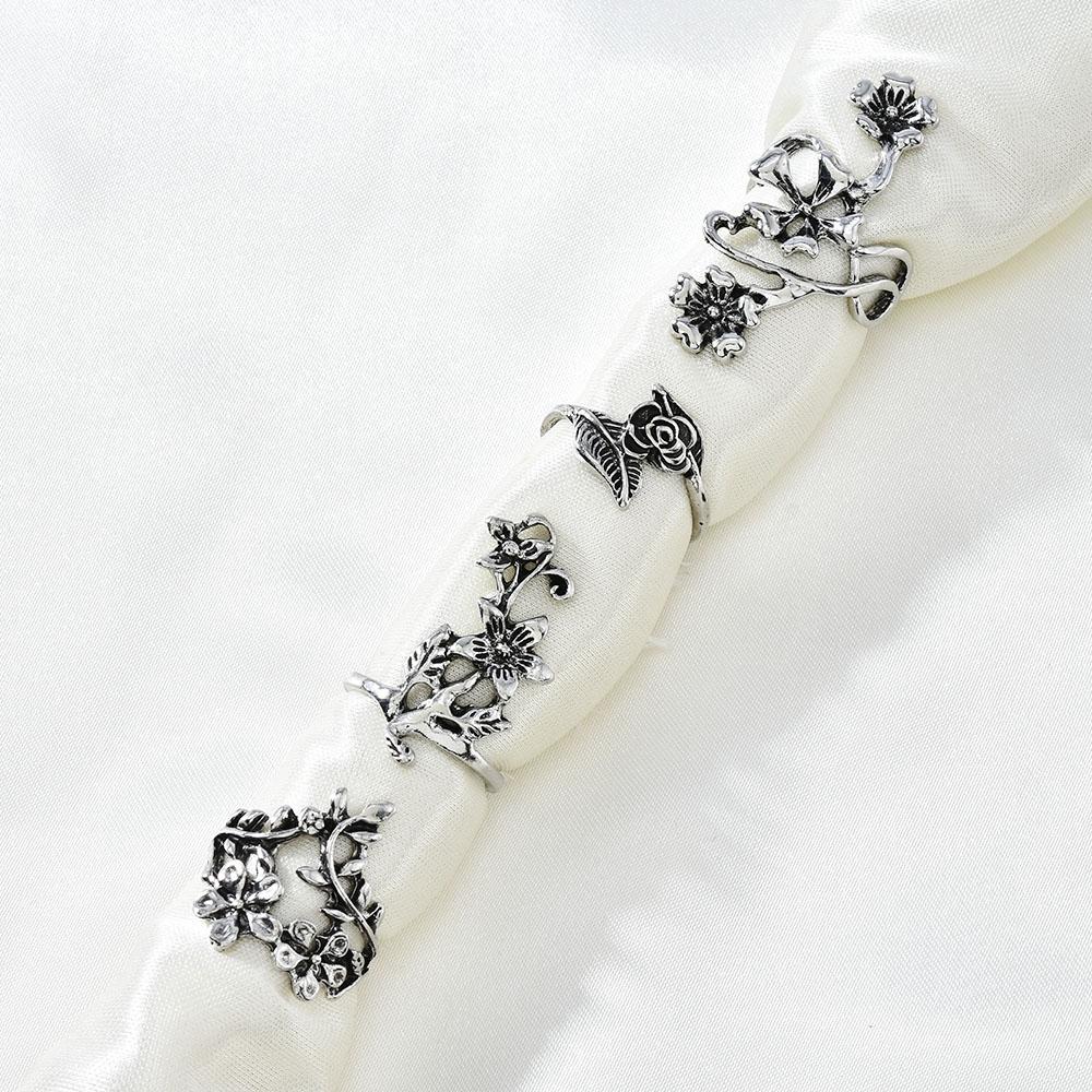 4 Pièces/Ensemble Bague Vigne Feuille Fleur Forêt Vintage Punk Sculptée Antique Bague Midi Doigt Femmes Anneaux Bohèmes Pour Hommes Bijoux Cadeaux