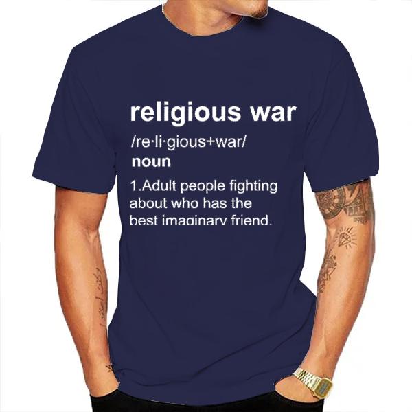 Religious War Men's T Shirt Funny Letter Print Short Sleeve Tees Fashion Graphic Y2k Tops Best Friend Men's Oversized Clothing
