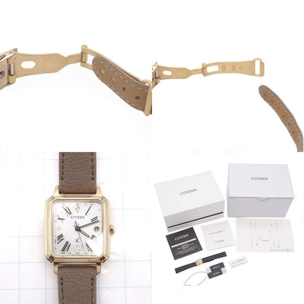 Used Citizen xC ES9502-12A Titanium Leather xC hikari collection World Time Square Eco-Drive Box & Warranty Included Ladies Watch Solar