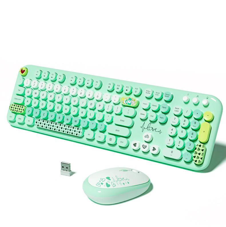 MOFII Wireless Keyboard and Mouse Set Lovely HighQuality Mixed Color 104 Keys USB Receiver Office