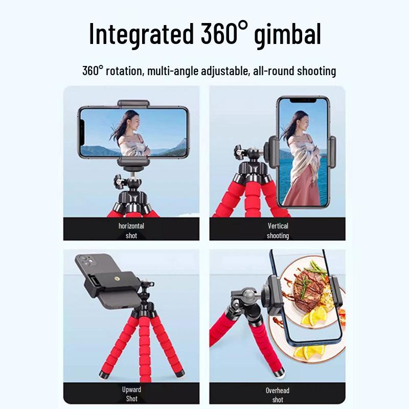 Multifunctional Octopus Phone Holder: Selfie Stick, Tripod, Live Streaming & Photography, Mini Portable Design.