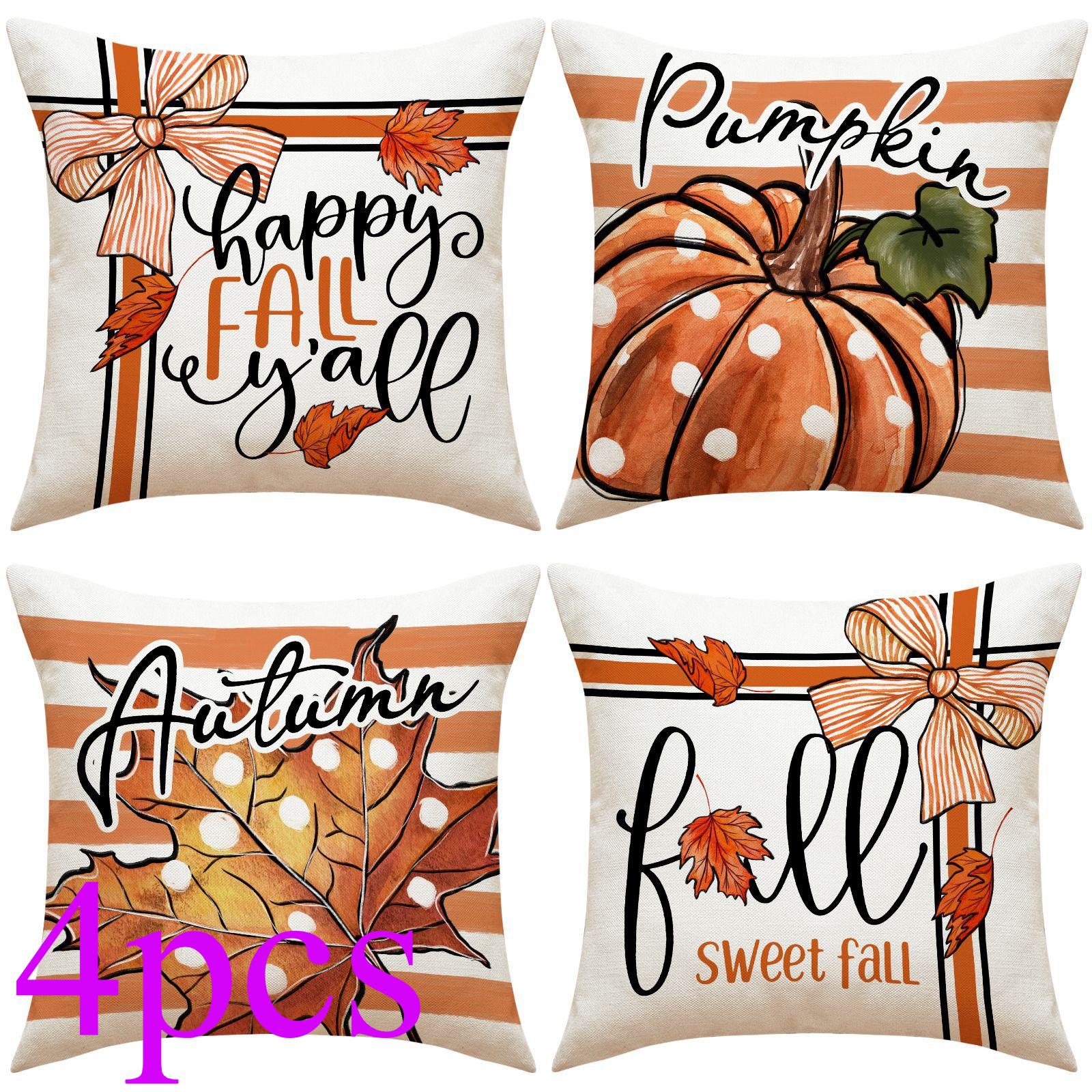 

4 шт./компл. Хэллоуин Осенний урожай диванная подушка тыква декоративная подушка льняной принтованный чехол для подушки кленовый лист наволочка без подушки сердцевины 45cm*45cm