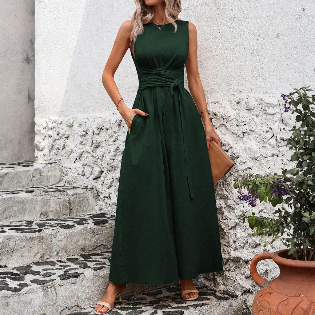 Damska Sukienka Codzienna Modna R,neck Bez Rękawów Retro Świąteczny Nadruk Retro