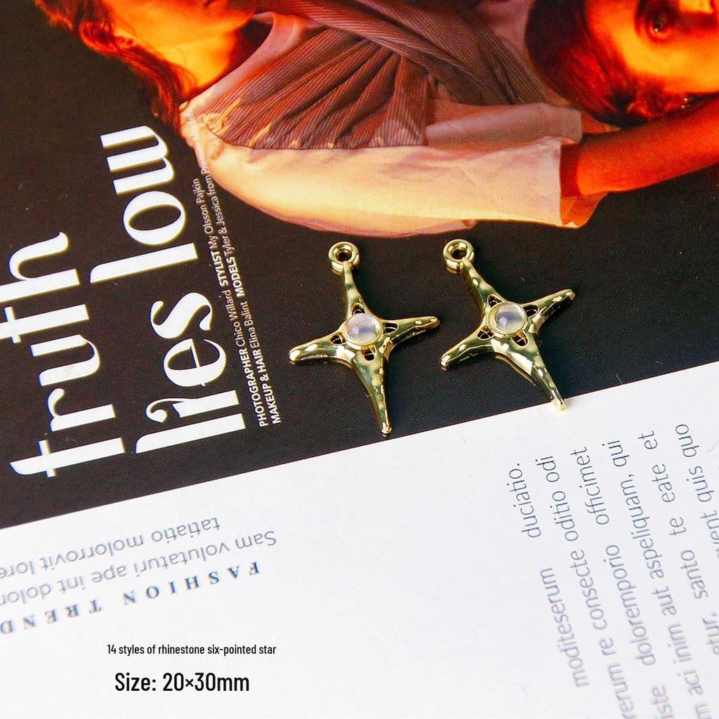 Fairy Gold Bow & Star Rose Flower Pendant for DIY Beading