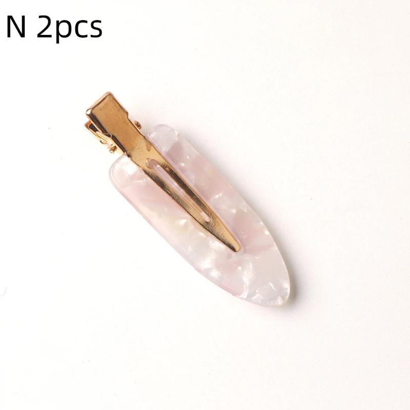 2Pcs No Crease Acrylic Hair Clips With Gold Metal Clasp And Marble Pattern Perfect For Daily Wear Party Hairstyling