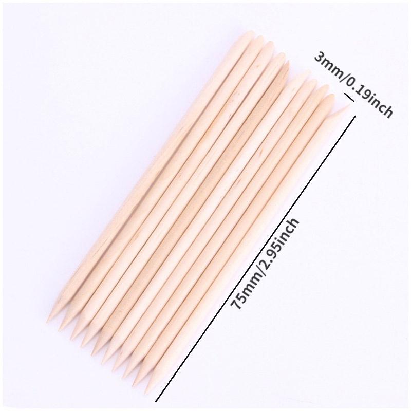 2sets Nail Art Orange Wood Stick Cuticle Pusher Remover for Nail Art Care Manicures Angled Orange Sticks Nail Art Tools