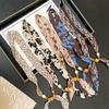 Retro Style Beaded Long Scarf Chain Necklace for Women Fashion Accessories Necklace Scarf Hijab Tie Bag Handle Ribbon Hairband