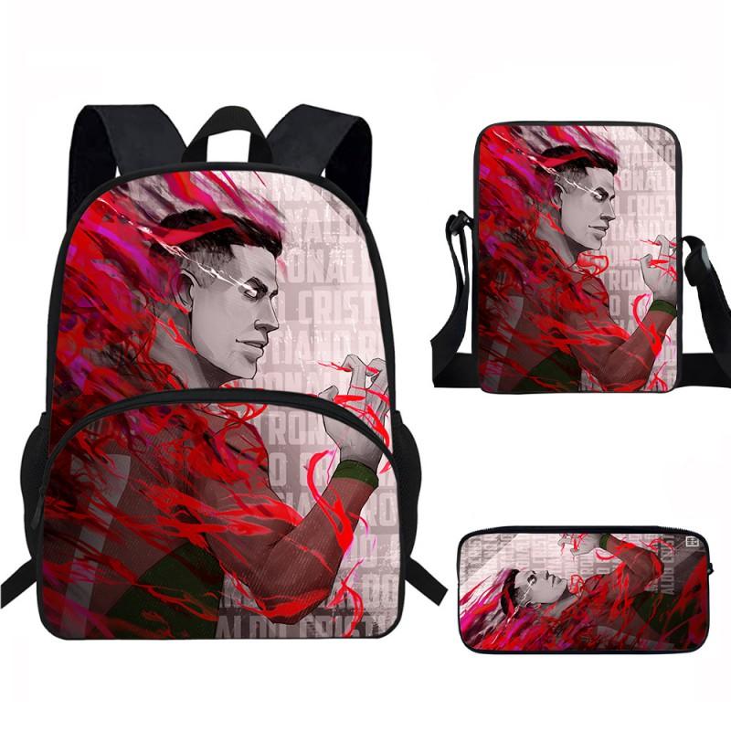 Set Zaino Scolastico CR7 per Bambini Tessuto Oxford Borsa a Doppio Scomparto con Tasca Frontale Astuccio Tracolla Ergonomico Dorsale