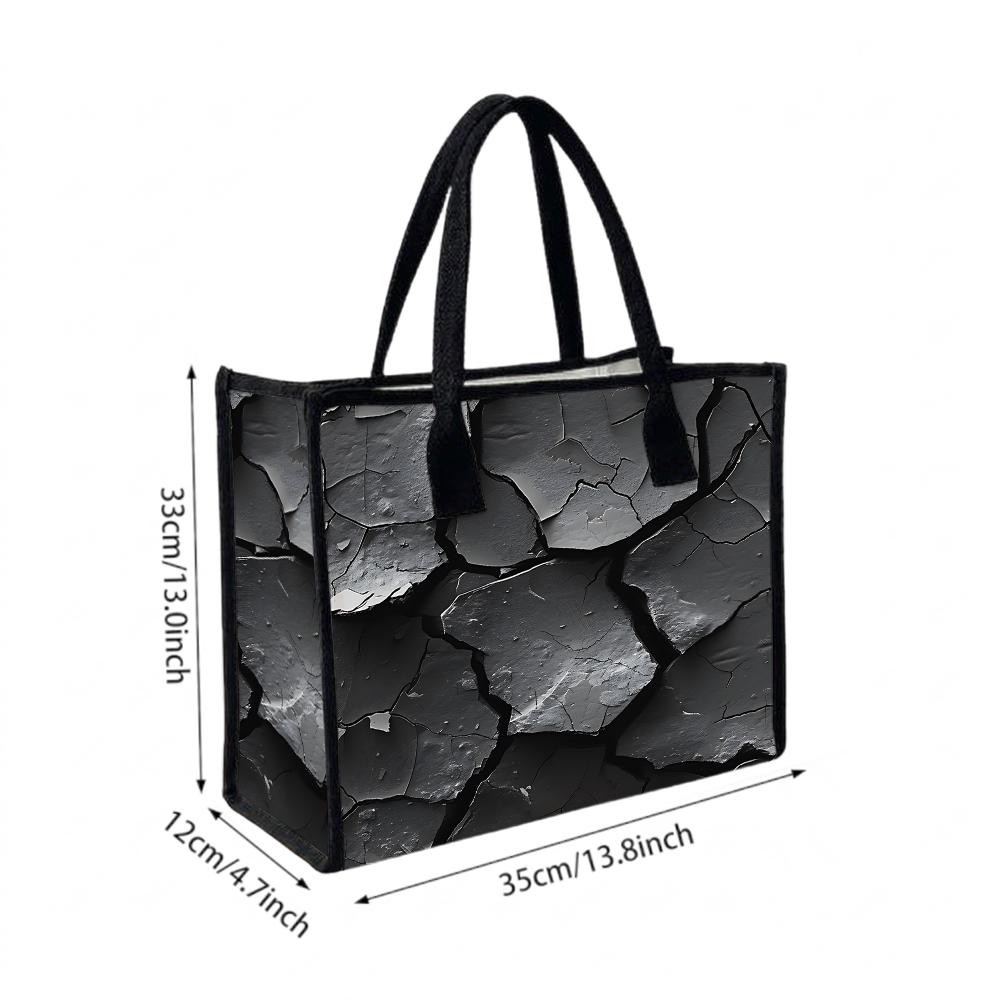 Crack Pattern Tote Bag Large Capacity Casual Shoulder Handbag For Daily Use