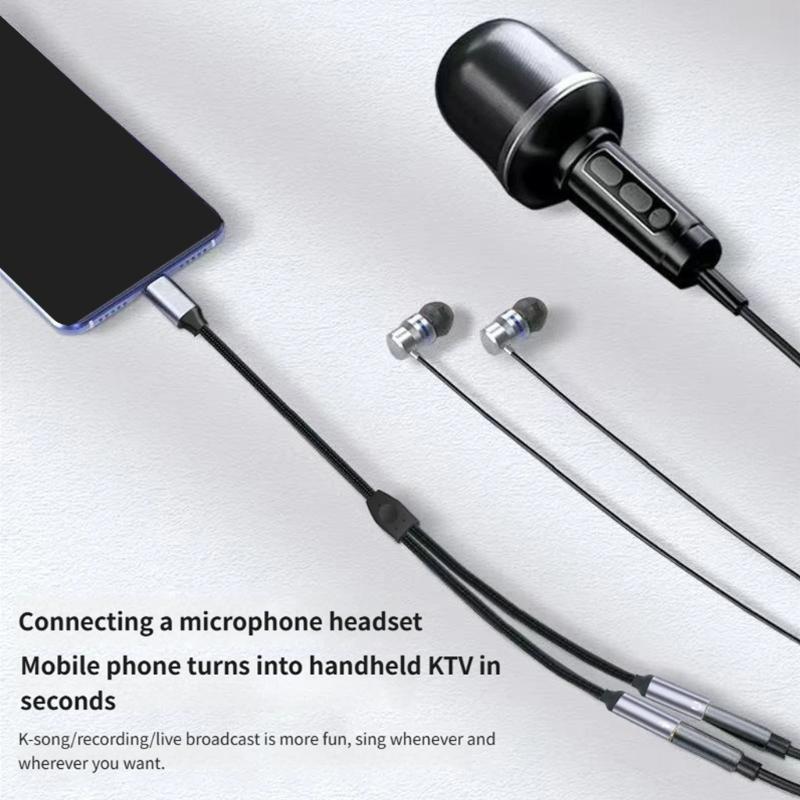 Type C To Double 3.5mm Sound Cable Universally Compatibility Suitable for Speakers Headphones Car Sound Systems
