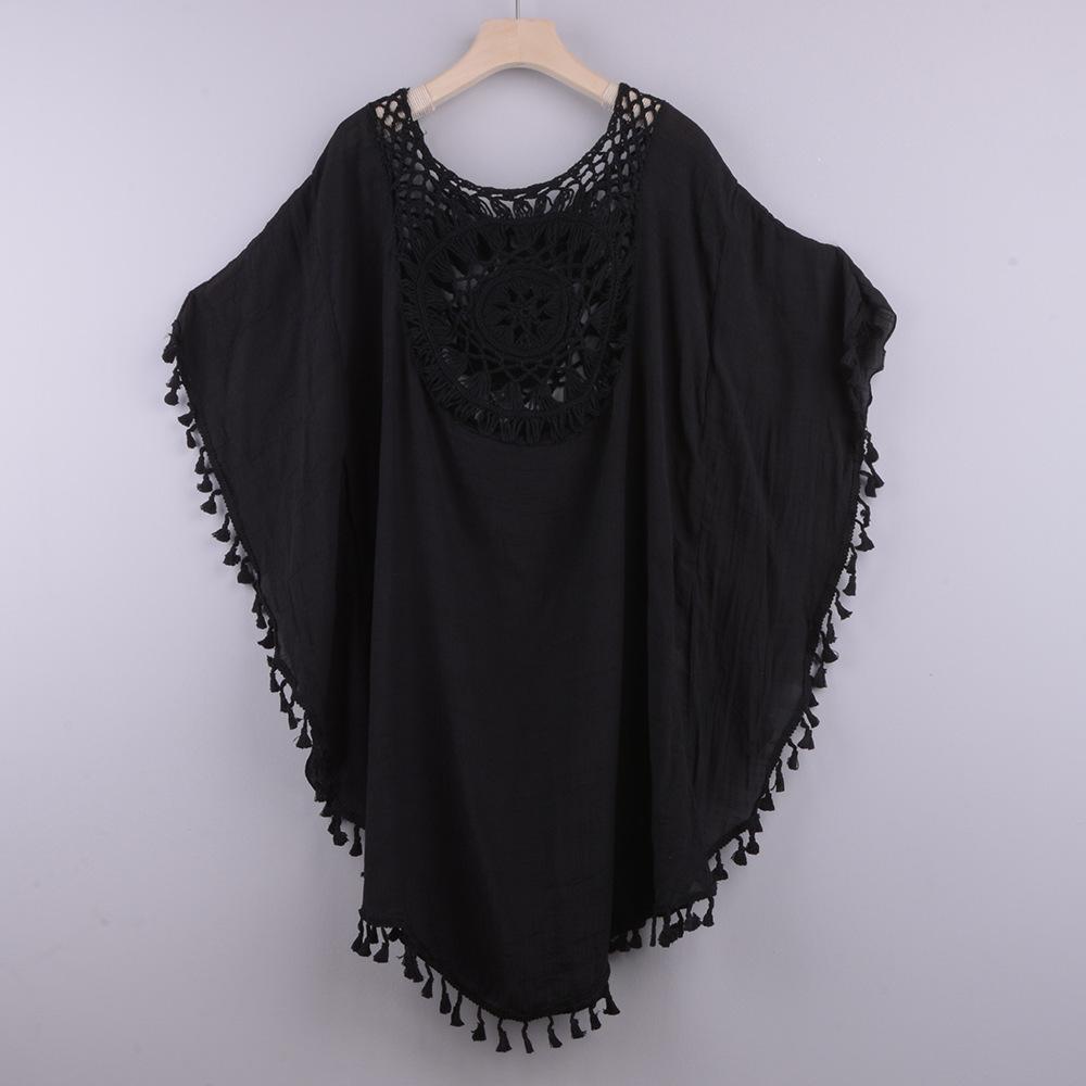 New Sexy Off Shoulder Hollowed Out Loose Fringe Bikini Style Beach Women's Dress