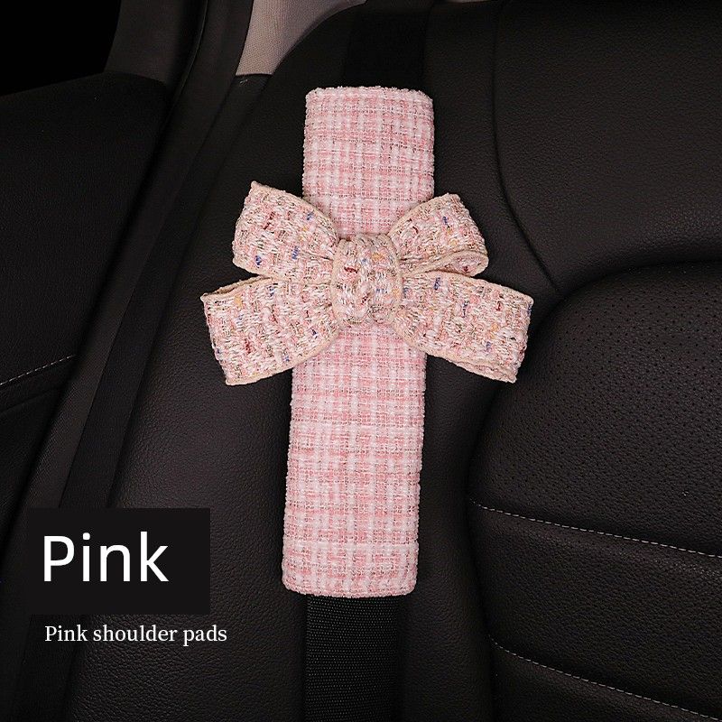 

Car Safety Belt Shoulder Pad Cover Classic Style Bows Women s Car Anti-Strangulation Safety Belt Protective Cover All Year Round Neutral N Small Fragrant Bow Shoulder Pads-Pink Single