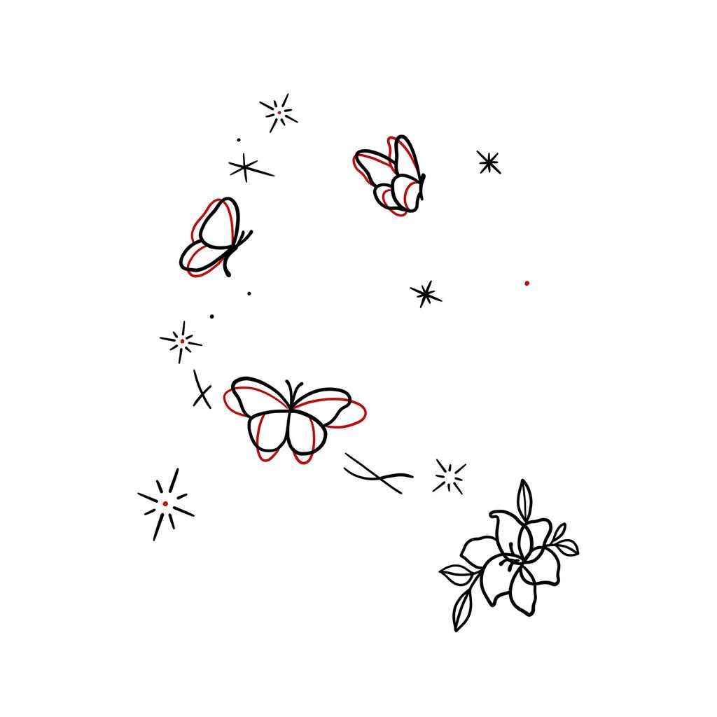 Simple Personality Spice Girl Three-Dimensional Butterfly Flower Wicker Collarbone Arm Tattoo Sticker