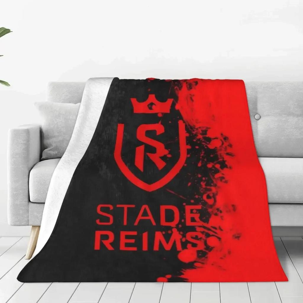 Stade Reims Blanket Cover Velvet Football Club Soft Throw Blankets for Home Couch Bedspread