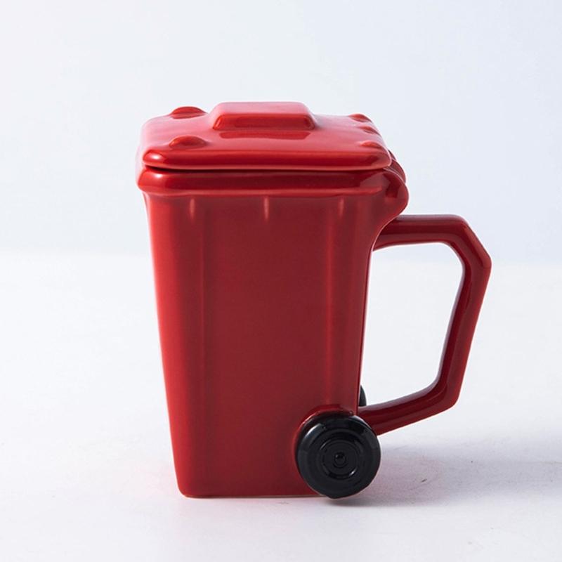 3D Trash Can Design Ceramic Coffee Mugs 400ml Creative Kitchen Cup Garbage Can Shape Mugs For Home Office Gift