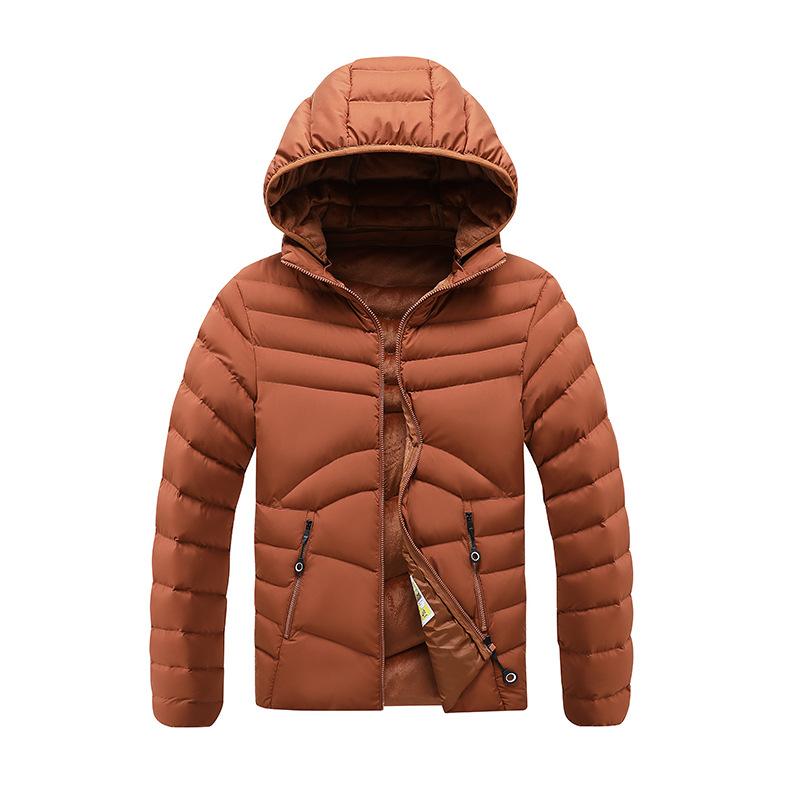 Light Models of Ribs Clothing Cotton Jacket Men's Models Winter Solid Color Removable Cap Slim Padded Thickened Top Coat  Fashion Casual Jacket