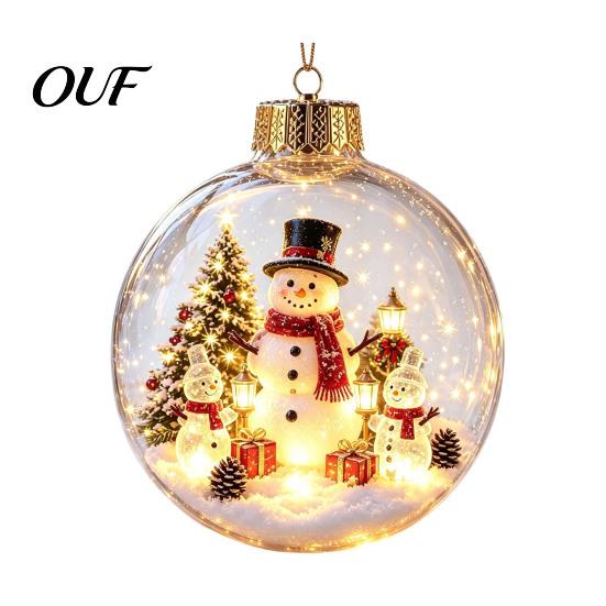 Christmas Party Supplies Favors Glowing Ball Ornaments, 3D LED Lighted Acrylic Hanging Light-up Holiday Keepsakes Balls for Tree Mantel Window,