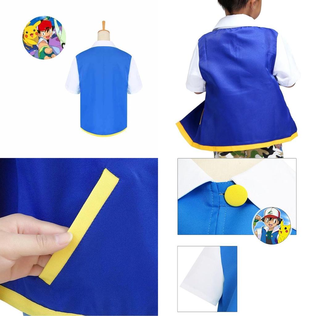 Pokmon Cosplay Costume With Blue Coat Hat Gloves And Poke Ball**