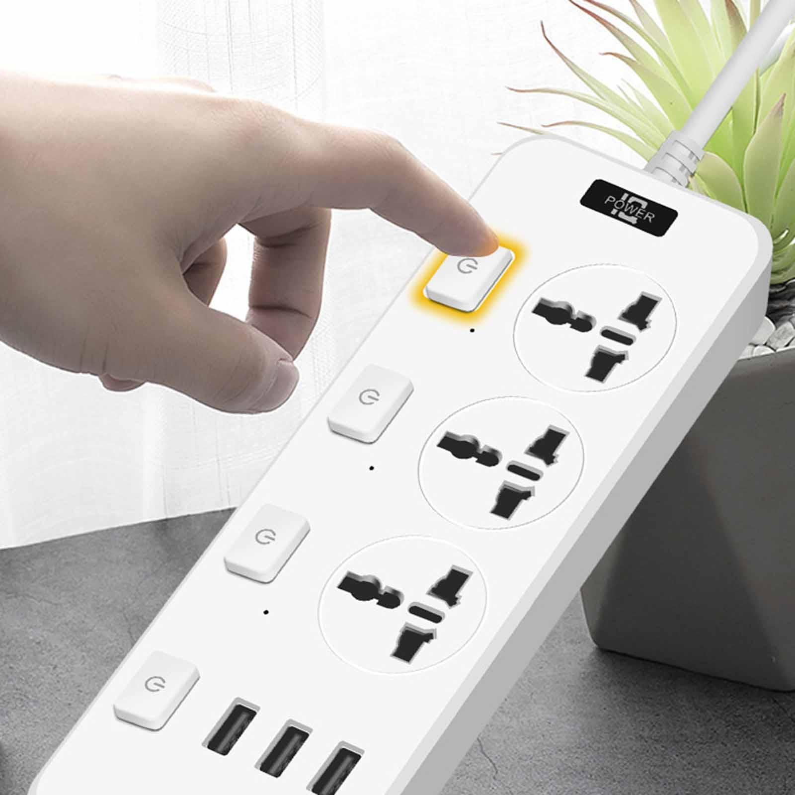 

Power Strip Compact Office Simple Design Dorm Essentials Overload Protection Black білий