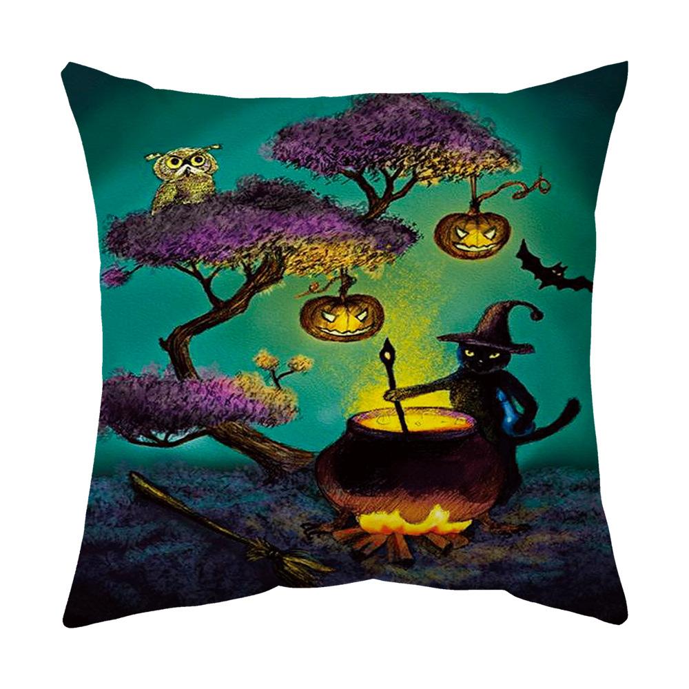 Halloween Cartoon Backrest Sofa Pillow Case Pillow Case Decoration Peach Skin Pillow Cushion Nordic Living Room