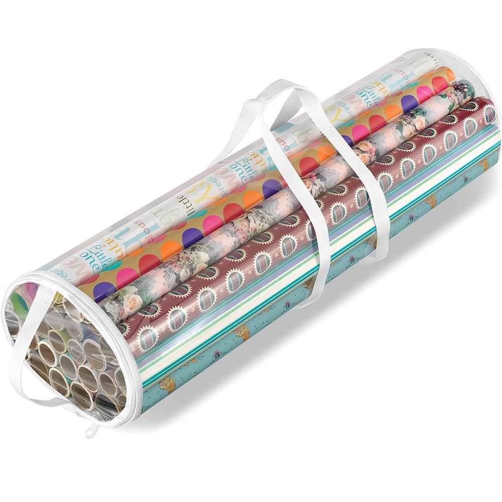 

1 шт. Органайзер для хранения пластиковой оберточной бумаги с ручками - Идеально подходит для упаковки подарков на праздники и Рождество 1pc