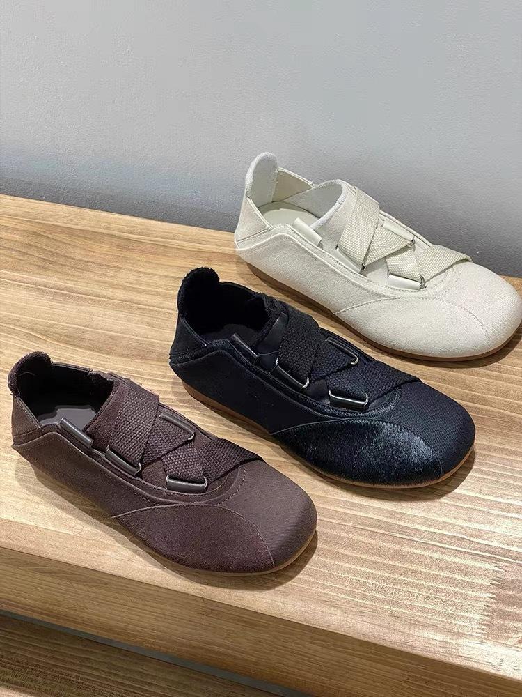Vintage runde Zehenpartie gekreuzte Riemchen flache Ballerinas modisch lässig Sport Moralische Trainingsschuhe Damen