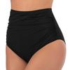 Women’s High-Waist Ruched Bikini Bottoms, Sexy Black Hip-Lifting Swim Pants