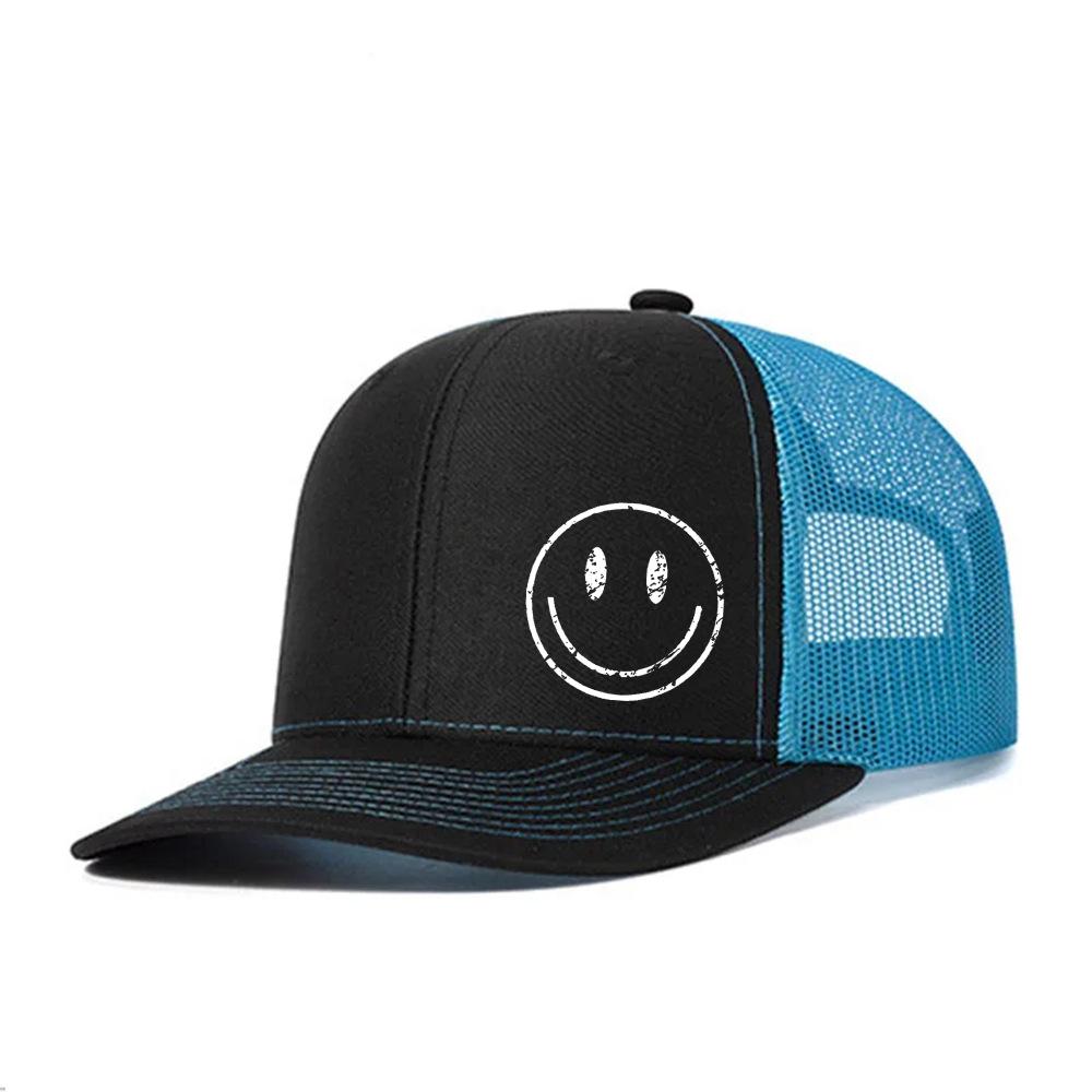 Heat Transfer Smiley Baseball Cap Slightly Curved Richardson Truck Cap Outdoor Breathable Mesh Cap Sun Protection