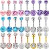 4-piece Stainless Steel Navel Rings with Zircon Inlays, Round and Heart-shaped Belly Button Piercing Jewelry