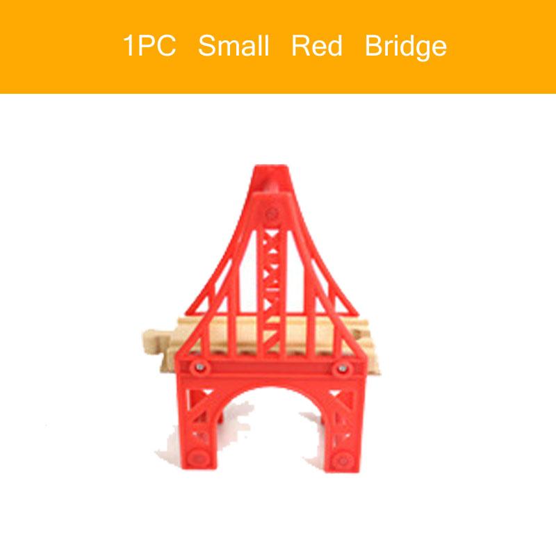 Wooden Train Station & Car Garage Toy Beech Wood Railway Bridge Compatible with All Major Track Brands