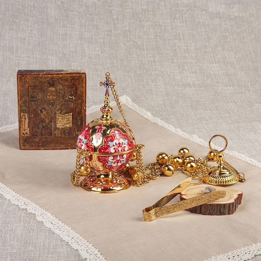 New 2026 HT Church Product Supplier Orthodox Incense Burner and Wall Hook Set Religion Gift Church Home Censer Decoration Gift
