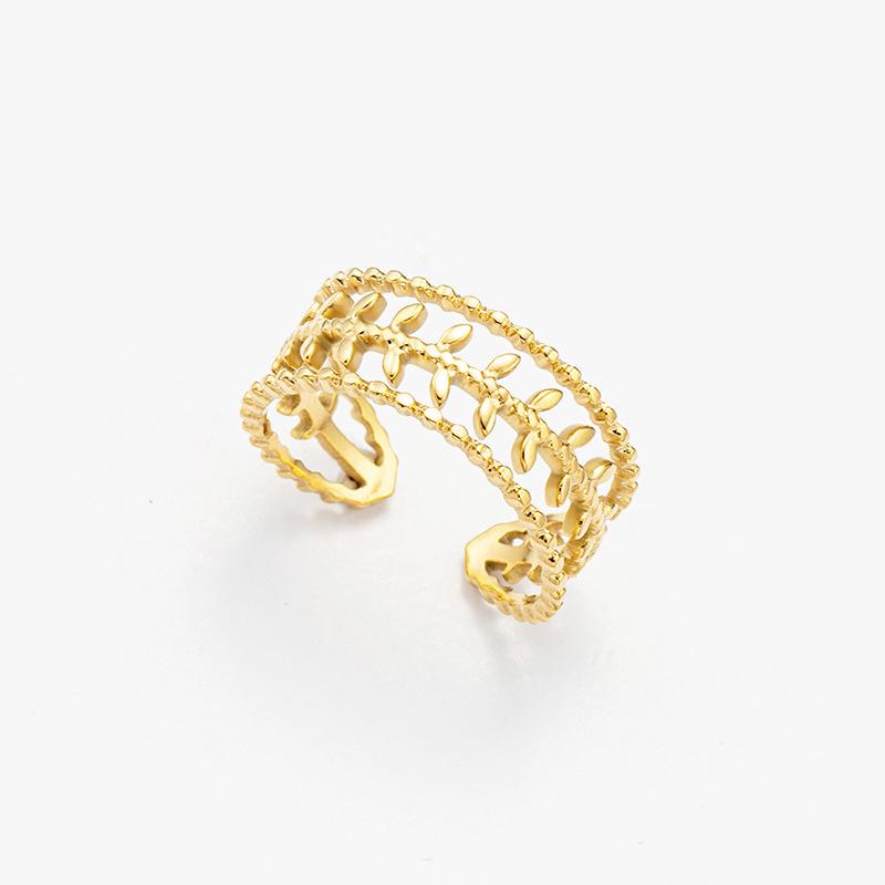 French Romantic Titanium Steel Ring Women'S Gold-Plated Non-Fading Early Autumn High-Quality Stacked Jewelry Stainless Steel Ring