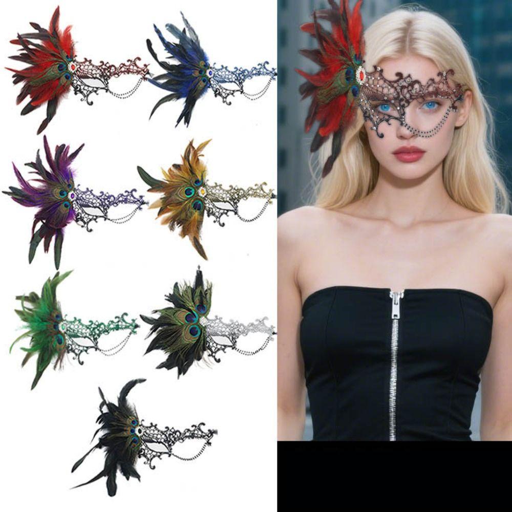 Feathers Design Half-Face Lace Mask Cosplay Masquerade Mask Makeup Festival