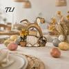 Miniature Mushroom Wood Crafts Wooden Fairy Door Decor, 2D Gnome Elf Ornament, Bunny Hand Fantasy Storybook Style Props Painted Craft,