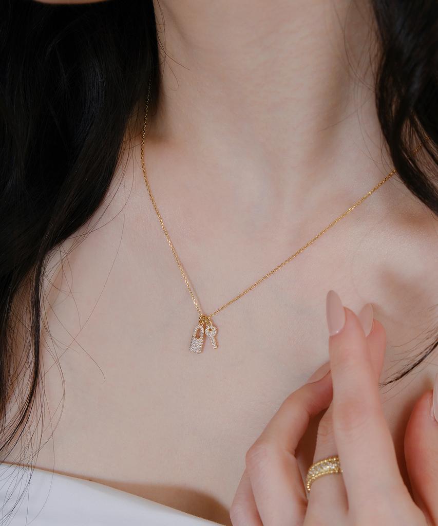 Reve Rock & Key Dq Pave Necklace